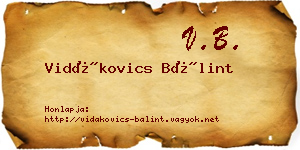 Vidákovics Bálint névjegykártya